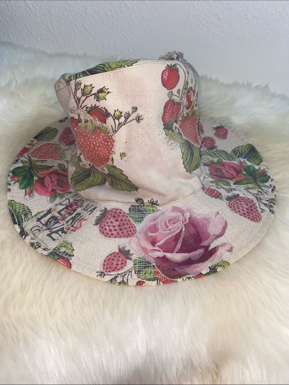 •Magnolia Pearl• {COTTON TWILL PRINT} & [appliqué Strawberry Brunel Top Hat] 007